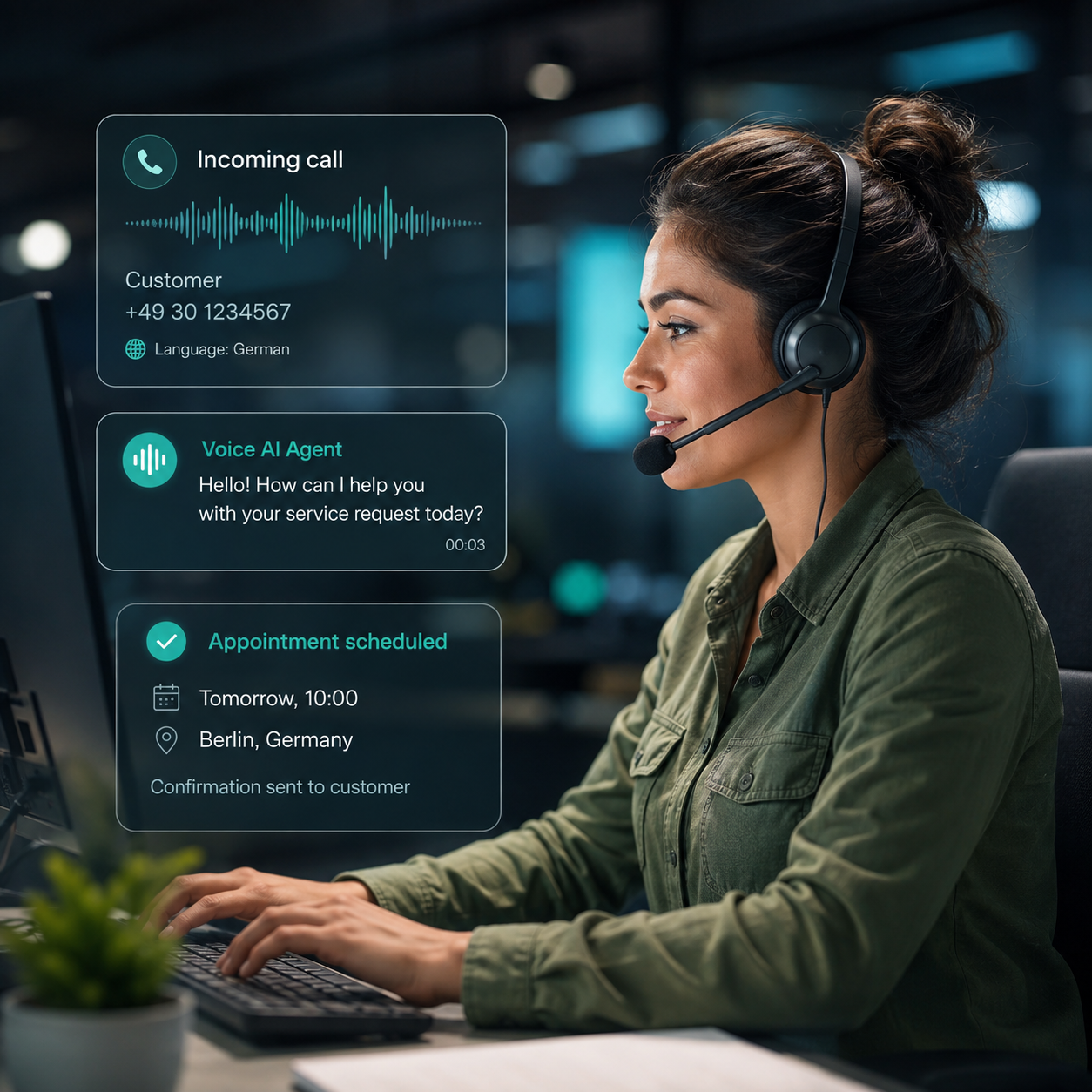 Field service Voice AI supporting automated service call intake and dispatch